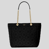KATE SPADE Spade Flower Quilted Fabric XL Tote Black KK074