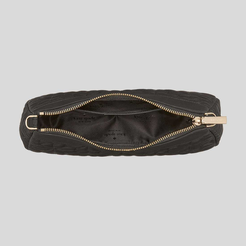 KATE SPADE Spade Flower Quilted Fabric Convertible Crossbody Bag Black KK077
