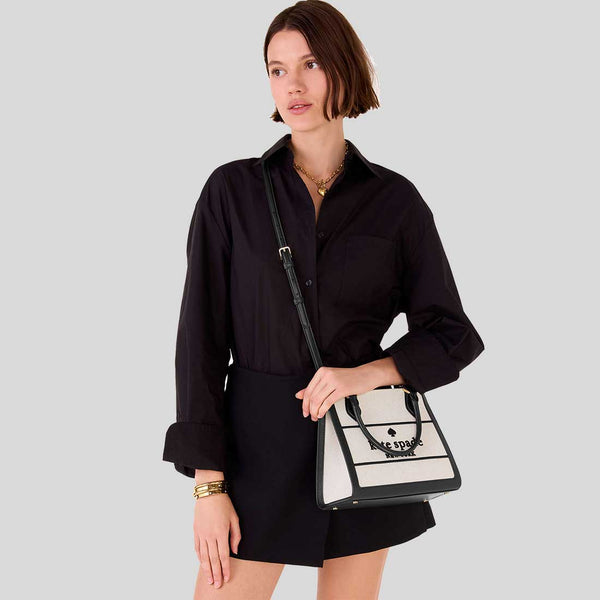 KATE SPADE Ellie Canvas Small Tote Black Multi KK098
