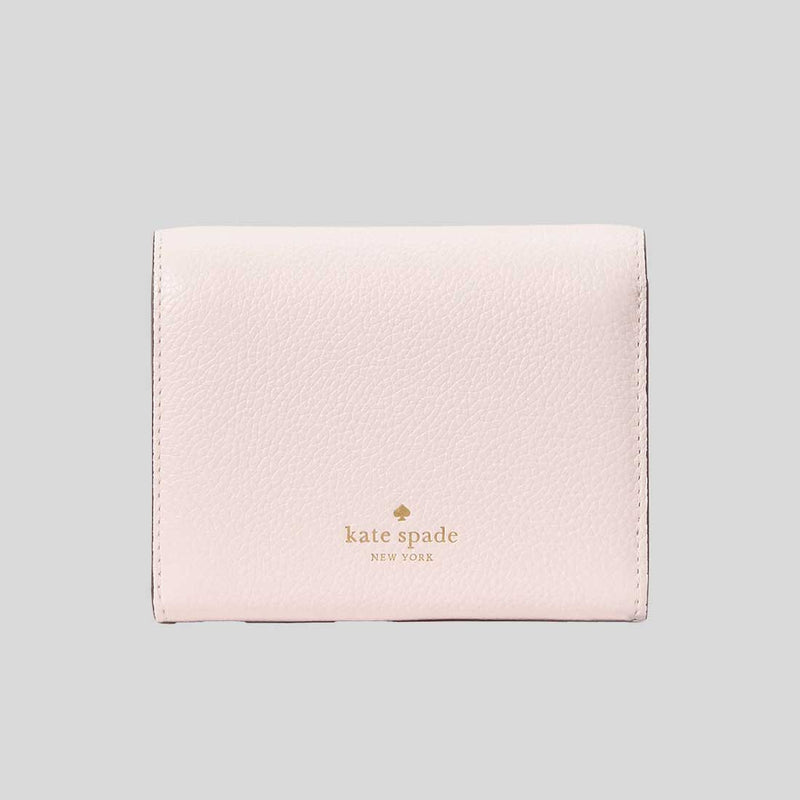 KATE SPADE Kayla Embellished Hardware Small L-Zip Wallet Powdered Sugar KK113