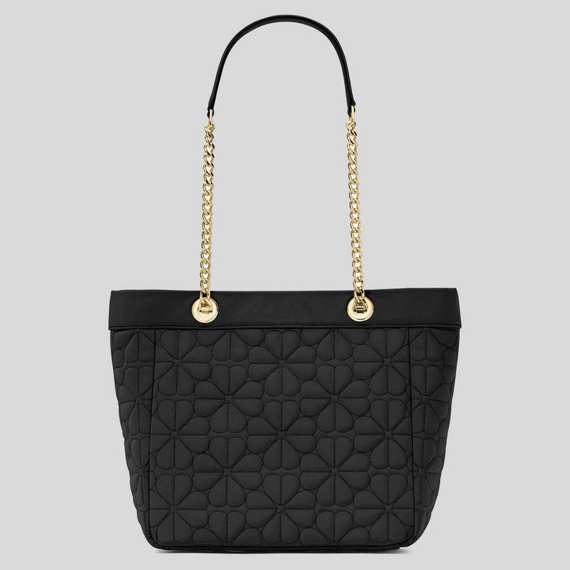 KATE SPADE Spade Flower Quilted Fabric Medium Tote Black KK156