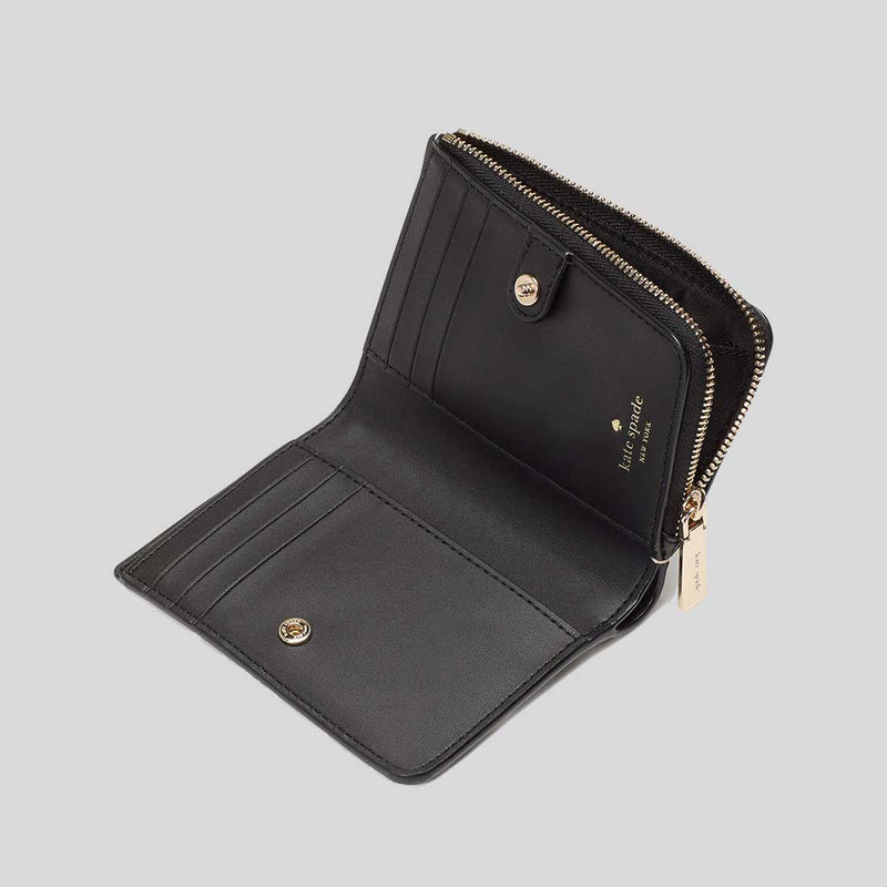 KATE SPADE Spade Flower Small L-zip Wallet Black Multi KK894