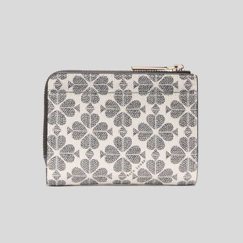 KATE SPADE Spade Flower Small L-zip Wallet Black Multi KK894