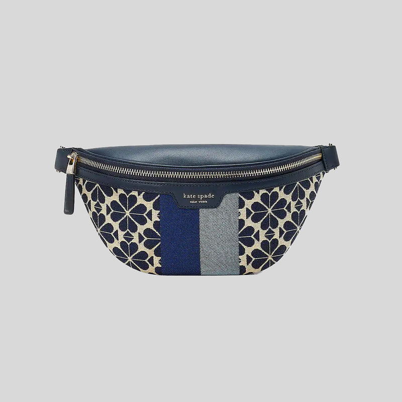 Kate Spade Spade Flower Jacquard Stripe Medium Belt Bag Blue Multi K9983