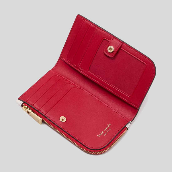 KATE SPADE Devin Pixel Hearts Small Slim Bifold Wallet Cream Multi KJ872