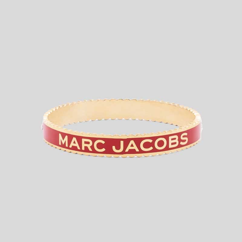 MARC JACOBS The Medallion Scalloped Wide Bangle Bracelet True Red Gold J105MT7PF22