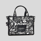 MARC JACOBS The Punk Scribble Canvas Small Tote Bag Black Multi 2S6HTT016H02