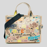 MARC JACOBS The Punk Scribble Canvas Medium Tote Bag Beige Multi 2S6HTT015H02