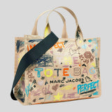 MARC JACOBS The Punk Scribble Canvas Medium Tote Bag Beige Multi 2S6HTT015H02