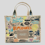 MARC JACOBS The Punk Scribble Canvas Medium Tote Bag Beige Multi 2S6HTT015H02
