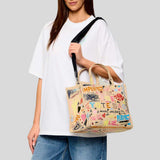 MARC JACOBS The Punk Scribble Canvas Medium Tote Bag Beige Multi 2S6HTT015H02