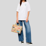MARC JACOBS The Punk Scribble Canvas Medium Tote Bag Beige Multi 2S6HTT015H02
