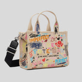 MARC JACOBS The Punk Scribble Canvas Small Tote Bag Beige Multi 2S6HTT016H02