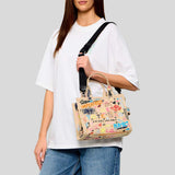 MARC JACOBS The Punk Scribble Canvas Small Tote Bag Beige Multi 2S6HTT016H02