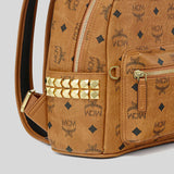 MCM Stark Side Studs Backpack in Visetos Cognac MMKEAVE16CO001