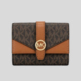 MICHAEL KORS Greenwich Medium Signature Logo Trifold Wallet Brown 35S5GGRE6B