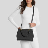 MICHAEL KORS Marilyn Medium Saffiano Leather Satchel Black 35F5G6AS2L