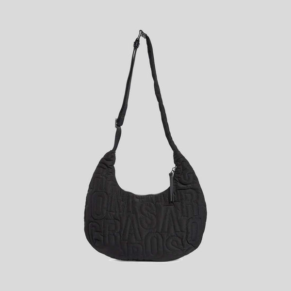 MARC JACOBS SMALL Jumbled Logo Workwear Nylon Shoulder Bag Black 4R4HSH018H02