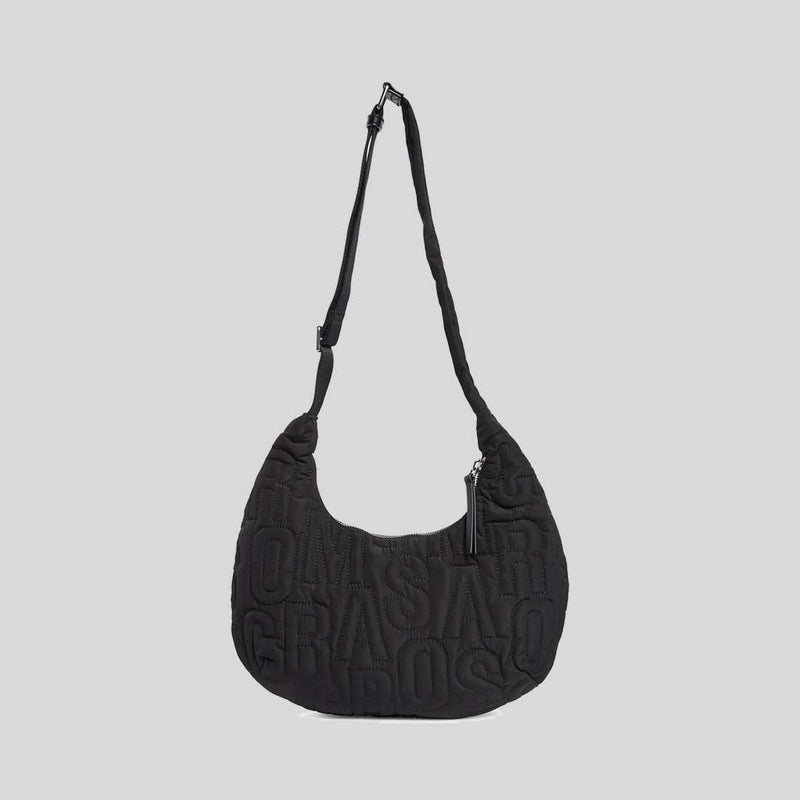 MARC JACOBS SMALL Jumbled Logo Workwear Nylon Shoulder Bag Black 4R4HSH018H02