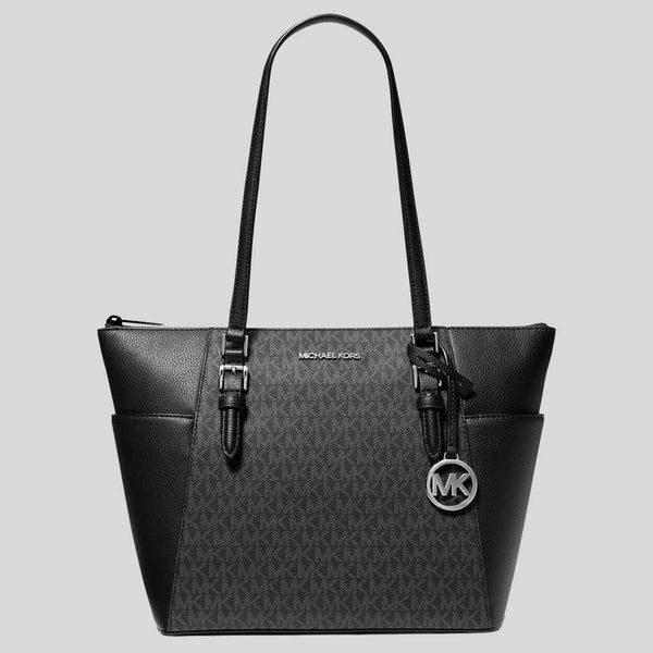 Michael Kors Charlotte Tote In Signature Canvas Black 35T0SCFT3B
