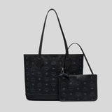 MCM Small Liz Shopper in Visetos Black MWPGSLR03BK001
