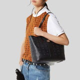 MCM Small Liz Shopper in Visetos Black MWPGSLR03BK001