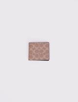 COACH Id Billfold Wallet In Signature Canvas Tan/Black CY394