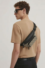 GUCCI GG Supreme Canvas Unisex Belt Bag Beige/Black 779877