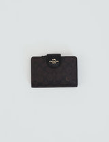 COACH Medium Corner Zip Wallet In Signature Canvas Walnut/Black CW786