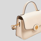 TORY BURCH Small Robinson Spazzolato Top-Handle Bag Light Cream 153233