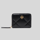 TORY BURCH Small Kira Diamond Quilted Zip-Around Wallet Black 159791