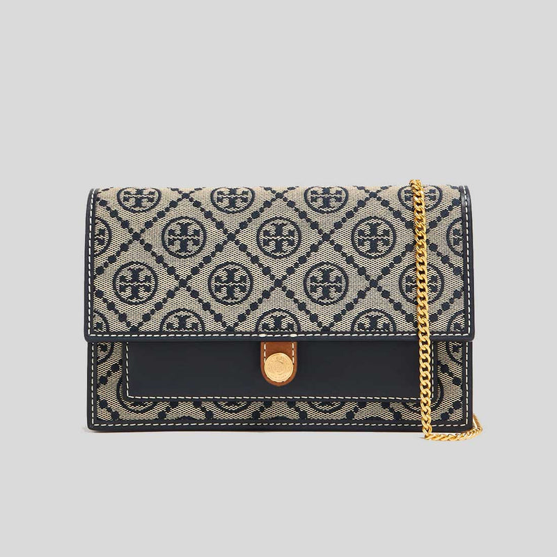 TORY BURCH T Monogram Chain Wallet Tory Navy 160486 lussocitta lusso citta