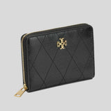 TORY BURCH Small Charlie Quilted Zip Around Wallet Black 186098