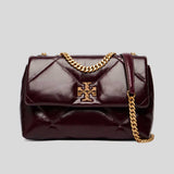 TORY BURCH Small Kira Diamond Quilt Distressed Shoulder Bag Dark Carmine 169326