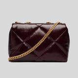 TORY BURCH Small Kira Diamond Quilt Distressed Shoulder Bag Dark Carmine 169326