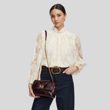 TORY BURCH Small Kira Diamond Quilt Distressed Shoulder Bag Dark Carmine 169326