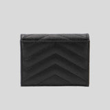 SAINT LAURENT YSL Cassandre Matelasse Flap Card Case Wallet In Grain De Poudre Embossed Leather Black/Gold 668290BOWA1