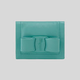 Salvatore Ferragamo Soft Calf Leather Small Bifold Card Case Turquoise 0750240