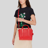 MARC JACOBS Leather The Tote Small Traveler Tote Bag True Red H009L01SP21