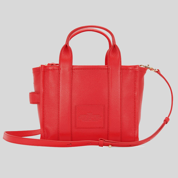 MARC JACOBS Leather The Tote Small Traveler Tote Bag True Red H009L01SP21