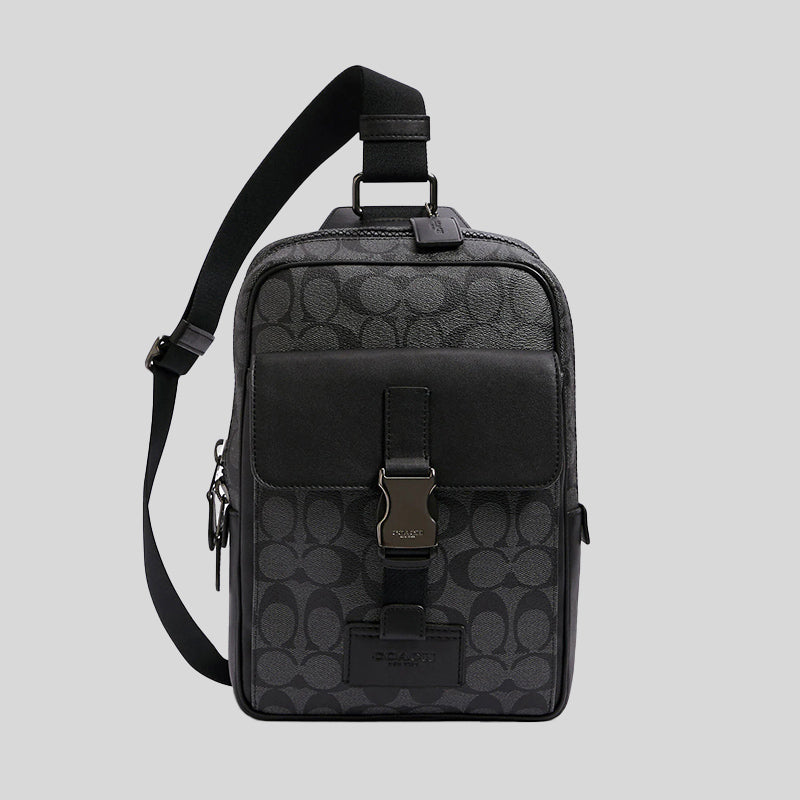 Coach Track Pack In Signature Canvas Black C2711