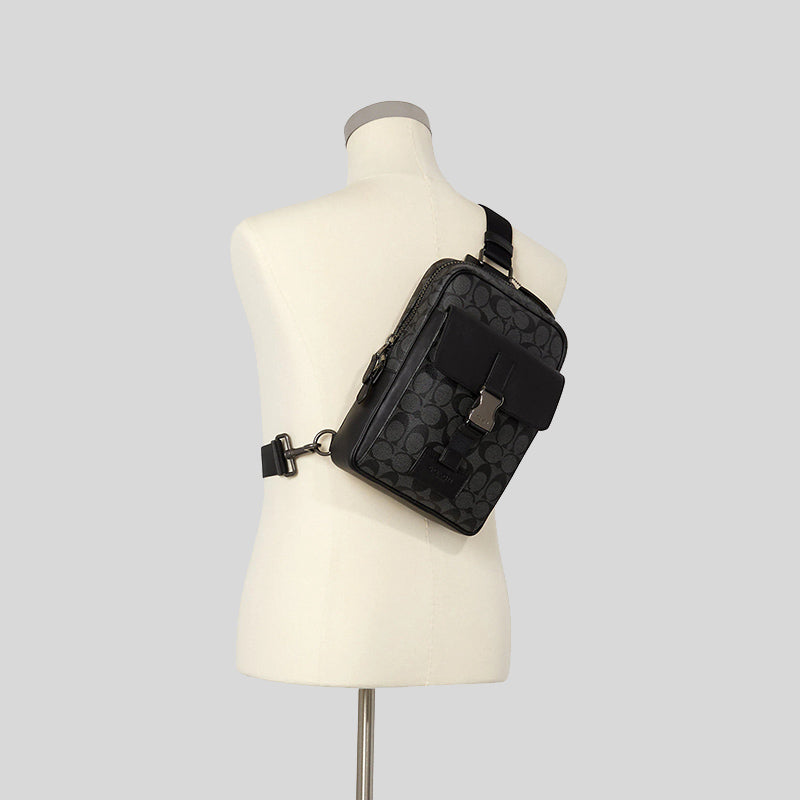 Coach Track Pack In Signature Canvas Black C2711