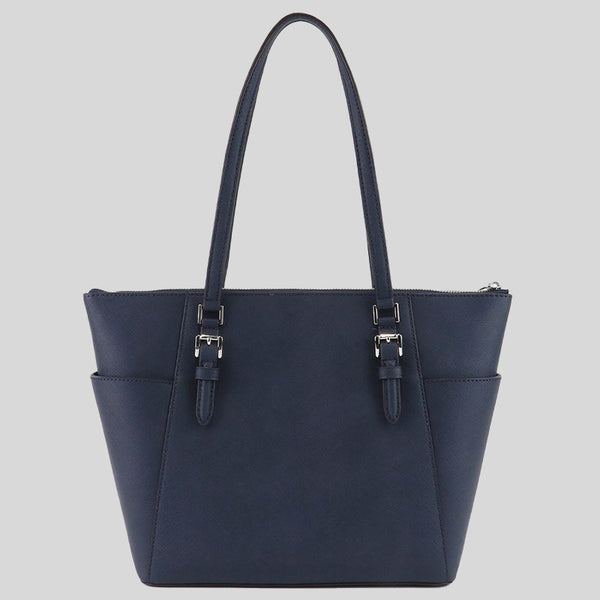 Michael Kors Charlotte Tote 35F0SCFT3L Navy With Silver Hardware